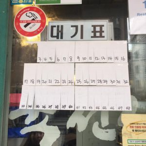 入口に貼ってある番号札